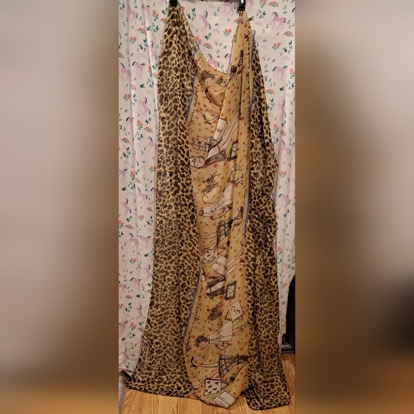 Vintage Moschino By Roffe Cheetah Leopard XL Casual Classy Graphic Scarf Wrap - Picture 8 of 10